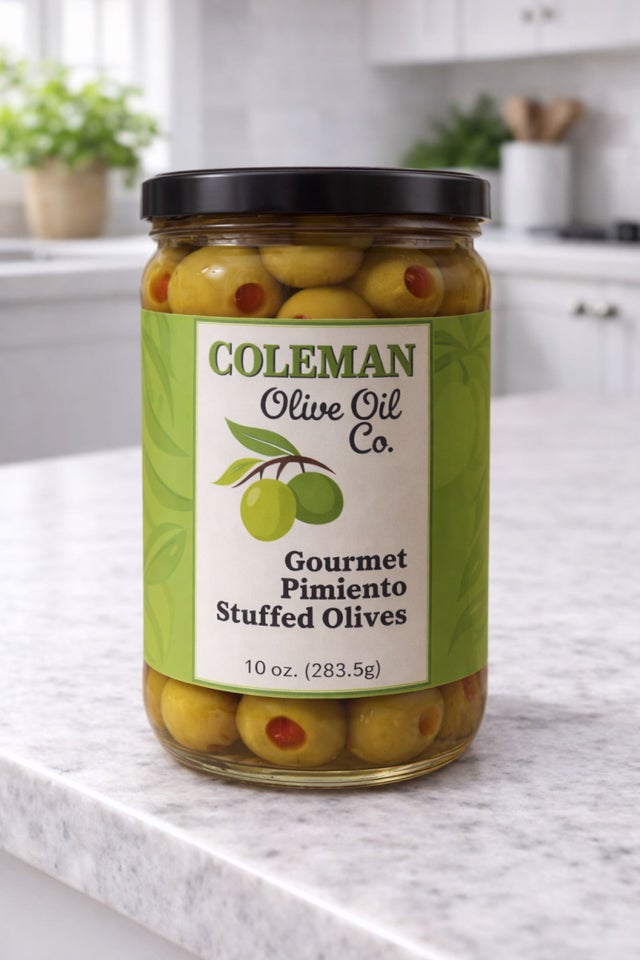 Gourmet Pimento Stuffed Olives | Coleman Olive Oil Co