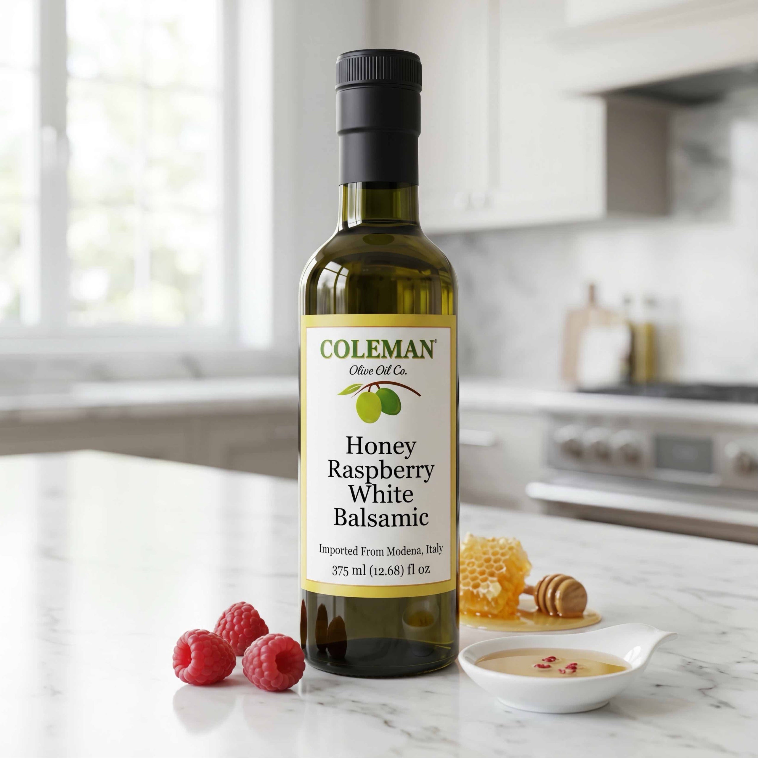 マキシム　レベッカロミン Honey Raspberry White Balsamic Vinegar (375ml) | Coleman Olive Oil Co